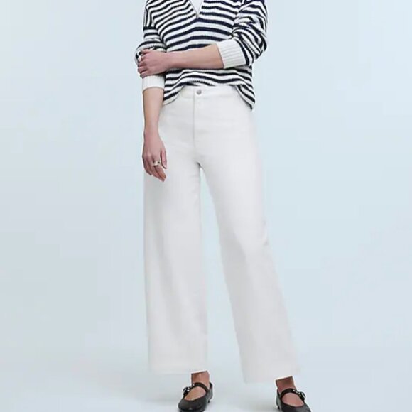 NWT Madewell The Curvy Emmett Wide-Leg Jean Tile White: Welt Pocket Edition - Picture 1 of 8